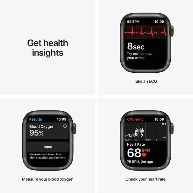 Alt view image 4 of 5 - Apple Watch Series 7 GPS + LTE w/ 41MM Green Aluminum Case & Clover Sport Band