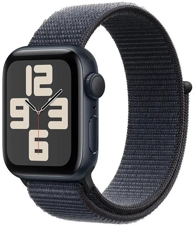 Alt view image 3 of 7 - Apple Watch Series SE 2nd Gen (GPS) 40mm Midnight Aluminum Case Ink Sport Loop
