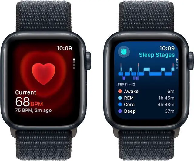 Alt view image 5 of 7 - Apple Watch Series SE 2nd Gen (GPS) 40mm Midnight Aluminum Case Ink Sport Loop