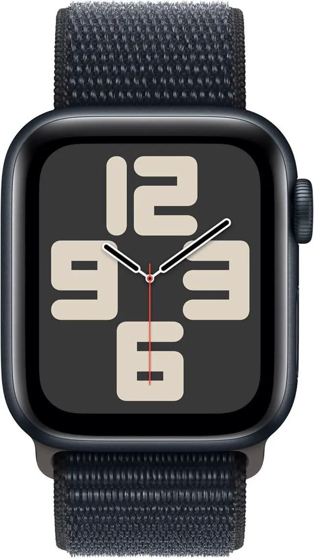 Alt view image 7 of 7 - Apple Watch Series SE 2nd Gen (GPS) 40mm Midnight Aluminum Case Ink Sport Loop