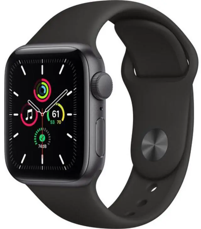 Alt view image 8 of 8 - Apple Watch SE (GPS) 44mm Space Gray Aluminum Case with Black Sport Band - Space Gray MYDT2LL/A