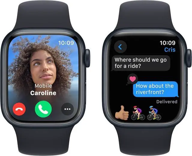 Alt view image 3 of 5 - Apple Watch Series 9 45mm GPS Silver Aluminum Case - Storm Blue Sport Band - M/L
