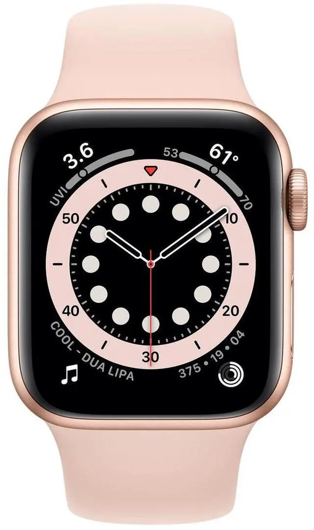 Alt view image 11 of 13 - Apple Watch Series 6 40mm Gold Aluminum Case with Pink Sand Band GPS + Cellular M02P3LL/A