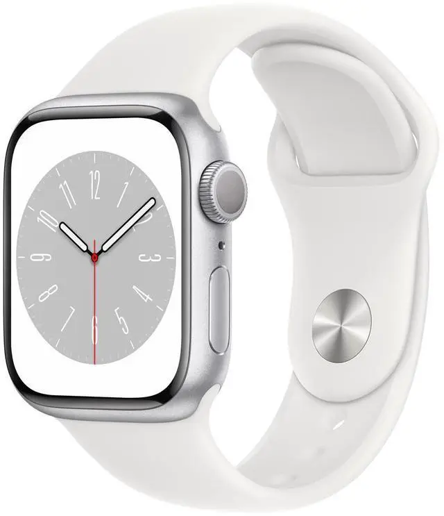Alt view image 4 of 4 - Apple Watch (GPS + LTE) Series 8 45MM Silver Aluminum Case White Sport Band