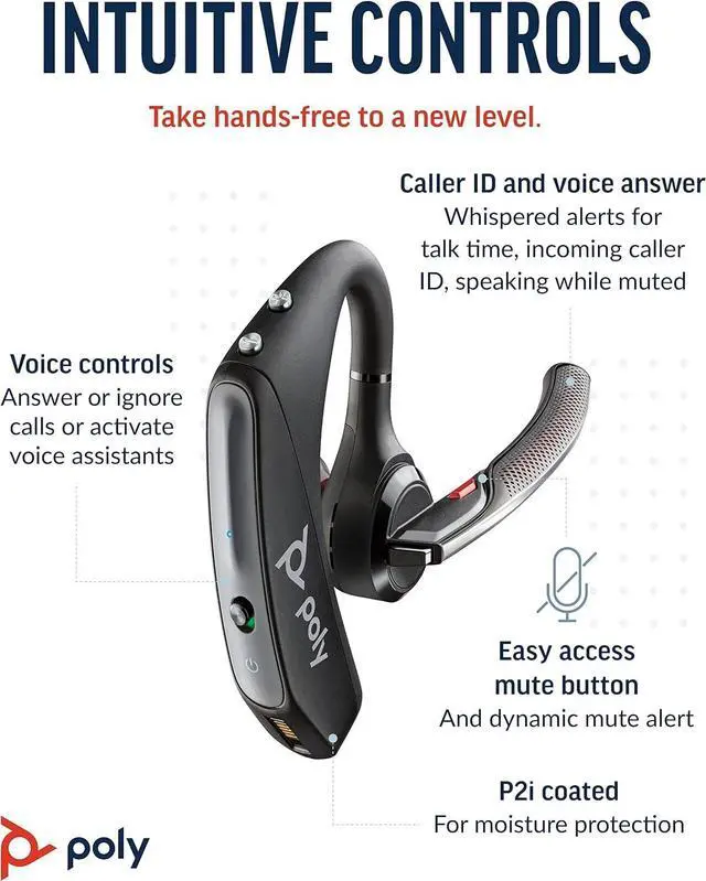 Alt view image 10 of 11 - Plantronics Voyager 5200 UC Bluetooth Headset System - Mono - Wireless - Bluetooth - 98 ft - Behind-the-ear - Monaural - In-ear - Yes