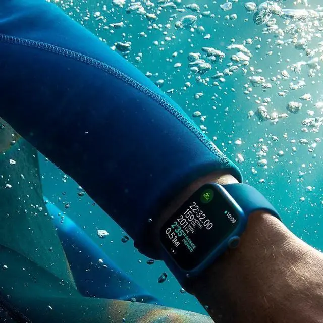 Alt view image 2 of 4 - Apple Watch Series 7 41mm GPS Blue Aluminum Case - Abyss Blue Sport Band