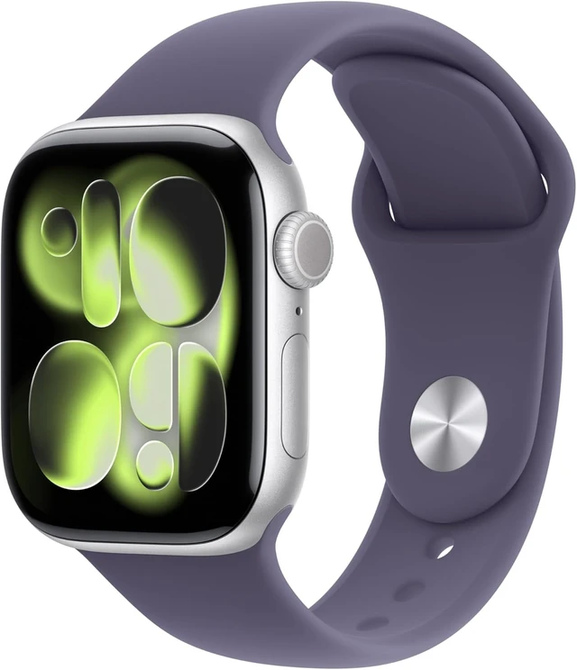 Alt view image 2 of 6 - Apple Watch Series 11 46mm GPS+Cellular Silver Aluminum Case Purple Fog Sport Band S/M
