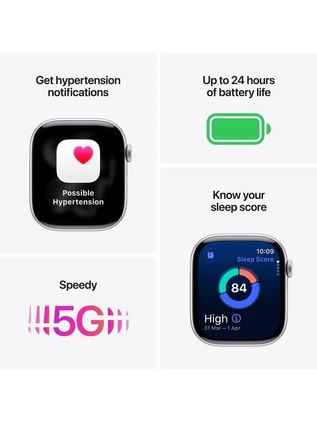 Alt view image 5 of 6 - Apple Watch Series 11 46mm GPS+Cellular Silver Aluminum Case Purple Fog Sport Band S/M