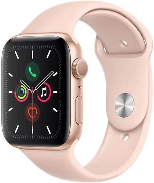 Main image of Apple Watch Series 5 44mm GPS Only, Gold Aluminum Case - Pink Sand Sport Band
