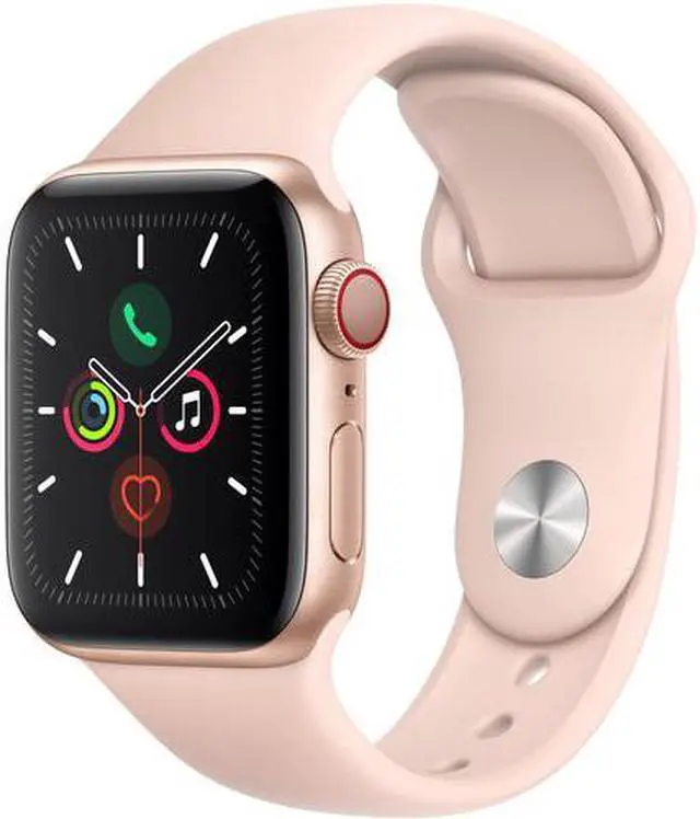 Alt view image 4 of 8 - Apple Watch Series 5 GPS + Cellular (4G) MWWP2LL/A Gold Aluminium Case / Pink Sand Sport Band Smartwatch