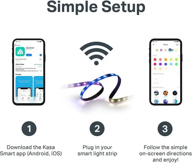 Alt view image 20 of 20 - Kasa Smart LED Light Strip KL430, 16 Color Zones RGBIC, 6.6ft Wi-Fi LED Lights Work with Alexa, Google Home &IFTTT, No Hub Required