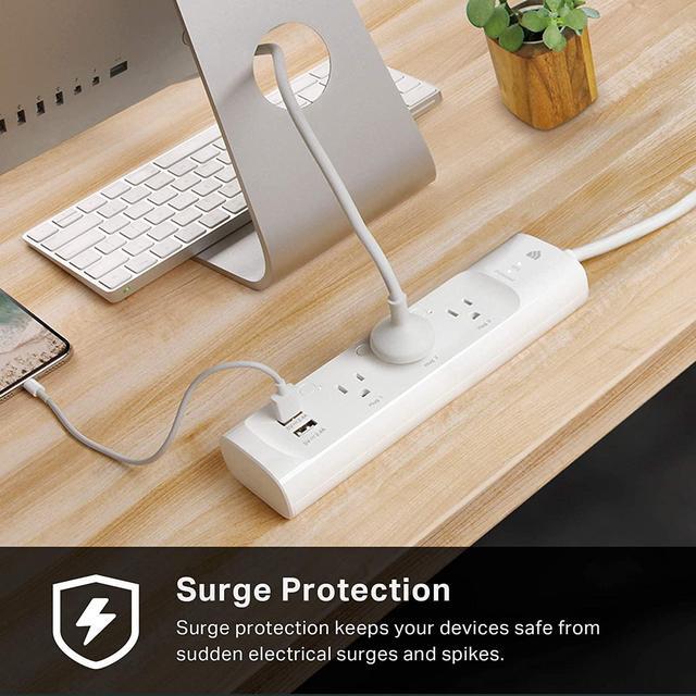 Alt view image 17 of 20 - Kasa Smart Plug Power Strip KP303, Surge Protector with 3 Individually Controlled Smart Outlets and 2 USB Ports, Works with Alexa & Google Home, No Hub Required , White