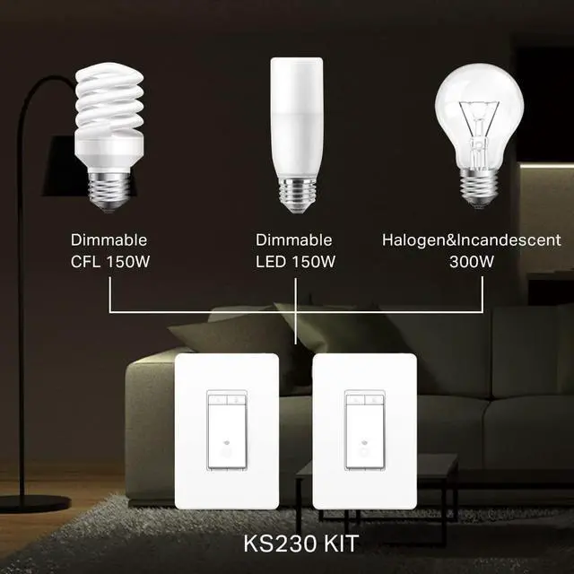 Alt view image 10 of 12 - TP-Link Kasa Smart 3 way dimmer switch Model KS230KIT