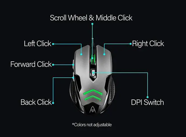 Alt view image 19 of 20 - Adesso Multi-Color 6-Button Gaming Mouse