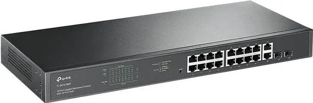Alt view image 8 of 20 - TP-Link TL-SG1218MP | 16 Port Gigabit PoE Switch | 16 PoE+ Ports @250W, w/ 2 Uplink Gigabit Ports + 2 Combo SFP Slots | Plug & Play | Sturdy Metal | Rack-mountable