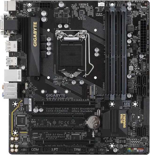Alt view image 2 of 3 - GIGABYTE GA-B250M-D3H (rev. 1.0) LGA 1151 Intel B250 HDMI SATA 6Gb/s USB 3.1 Motherboards - Intel
