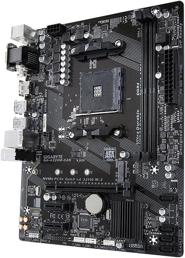 Alt view image 3 of 5 - GIGABYTE GA-A320M-S2H AM4 AMD A320 SATA 6Gb/s USB 3.1 HDMI Micro ATX AMD Motherboard