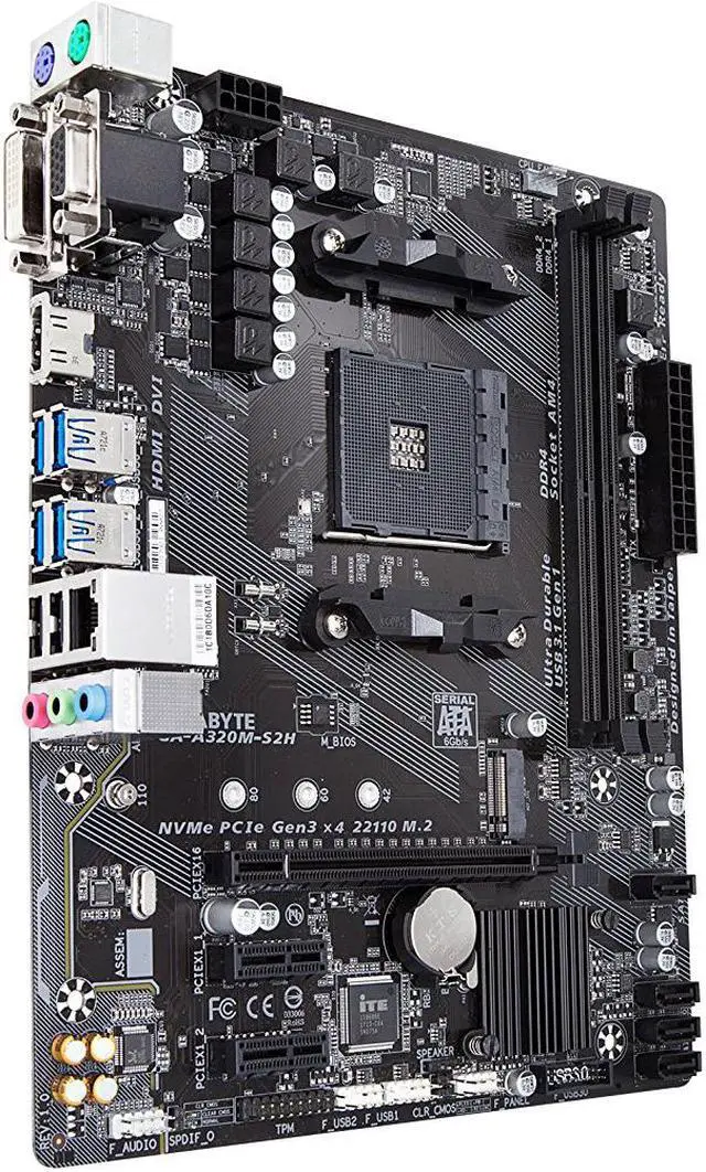 Alt view image 2 of 5 - GIGABYTE GA-A320M-S2H AM4 AMD A320 SATA 6Gb/s USB 3.1 HDMI Micro ATX AMD Motherboard