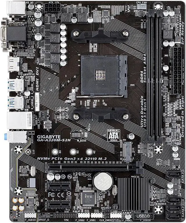 Alt view image 4 of 5 - GIGABYTE GA-A320M-S2H AM4 AMD A320 SATA 6Gb/s USB 3.1 HDMI Micro ATX AMD Motherboard