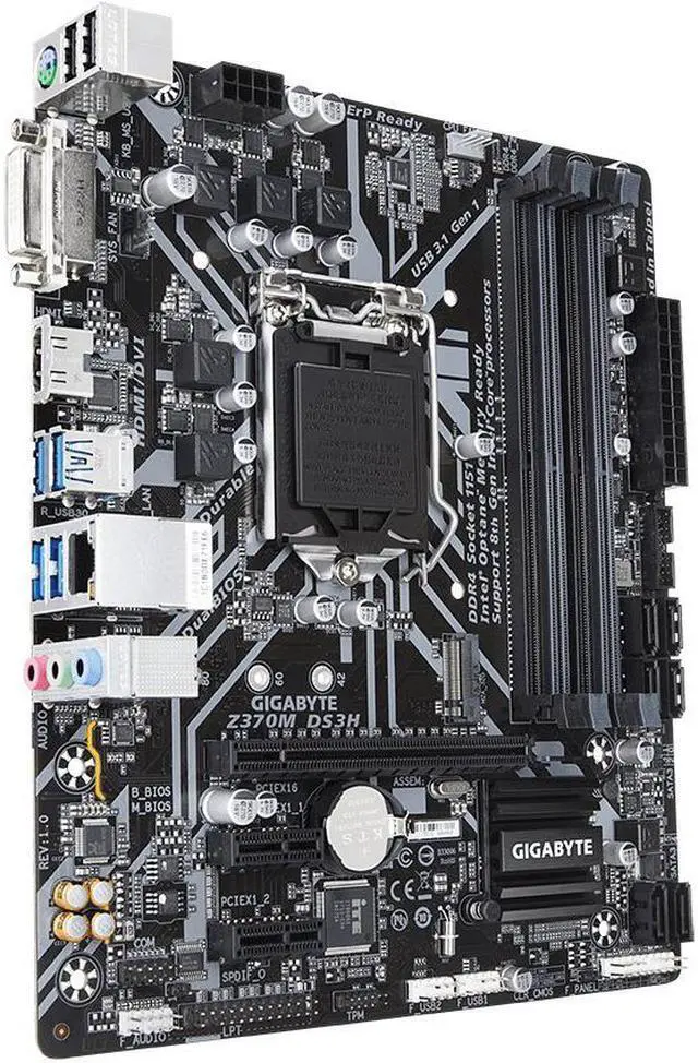 Alt view image 3 of 4 - GIGABYTE Z370M DS3H Rev. 1.0 LGA 1151 (300 Series) Intel Z370 HDMI SATA 6Gb/s USB 3.1 Micro ATX Intel Motherboard