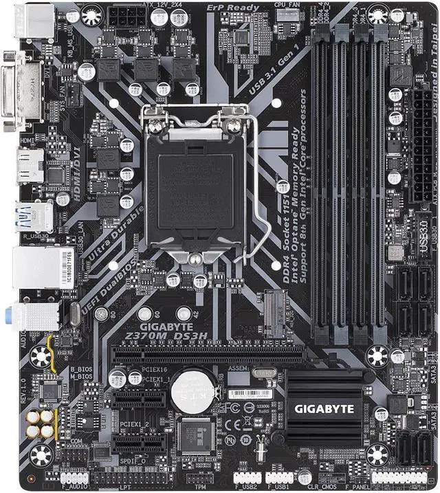 Alt view image 2 of 4 - GIGABYTE Z370M DS3H Rev. 1.0 LGA 1151 (300 Series) Intel Z370 HDMI SATA 6Gb/s USB 3.1 Micro ATX Intel Motherboard