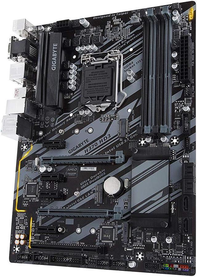 Alt view image 3 of 5 - GIGABYTE H370 HD3 LGA 1151 (300 Series) Intel H370 HDMI SATA 6Gb/s USB 3.1 ATX Intel Motherboard