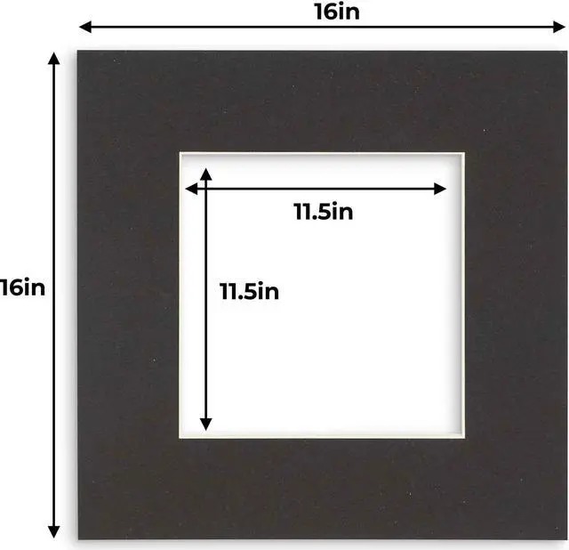 Alt view image 2 of 4 - Black 16x16 White Picture Mats with White Core for 12x12 Pictures - Fits 16x16 Frame