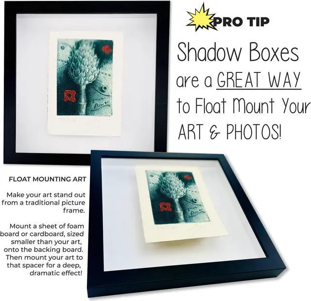 Alt view image 4 of 7 - 4x4 In Shadow Box Frame Light Real Wood with a Red Acid-Free Backing | 3/4" of Usuable Depth | UV Resistant Acrylic Front & Wall Hanging Hardware