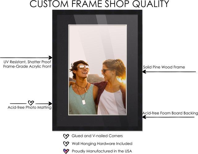 Alt view image 5 of 7 - 22x28 Black Picture Frame with 17.5x23.5 Black Mat Opening for 18x24 Image, 0.75 Inch Border, UV Acrylic Face, Acid Free Foam Back