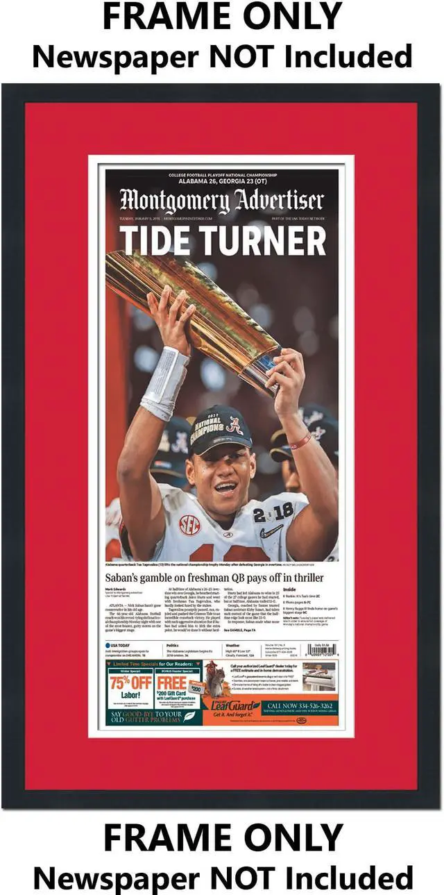 Alt view image 3 of 7 - 11x22 Newspaper Frame - with Red and White Double Mat - Made to Display Newspapers Measuring 11x22 inches