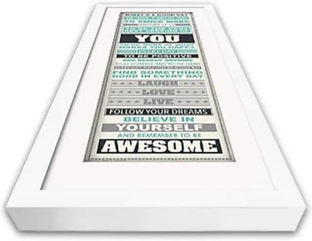Alt view image 5 of 5 - 14x14 Shadowbox Gallery Wood Frames - Solid White DEEP Shadow Box Frame with a Display Depth of 3/4" - Shadowbox Frame includes Shatter Proof UV Acrylic Front, Acid Free Interior, and Hanging Hardware