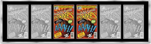 Main image of 6 Comic Book Frame Silver Collage Comic Book Frame with Black Mat to Display 6 Current Era Comic Published After 1985 Comic Books with UV Acrylic, Backing & Hanging Hardware