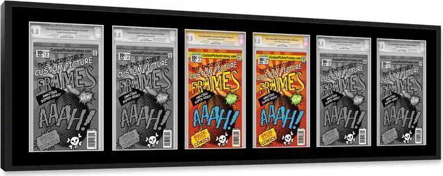 Alt view image 2 of 6 - 6 Comic Book Frame Black Collage Comic Book Frame with Black Mat to Display 6 Golden Age Comic Published Between 1938 and 1956 Comic Books with UV Acrylic, Backing & Hanging Hardware