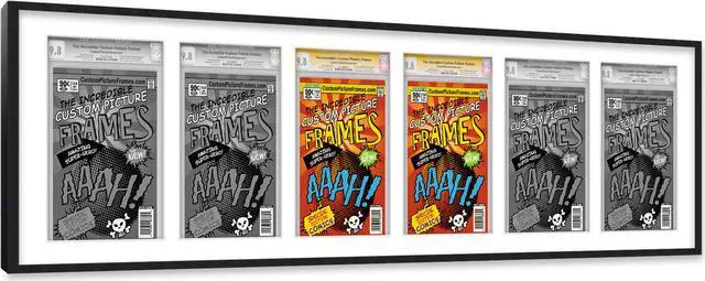 Alt view image 2 of 6 - 6 Comic Book Frame Black Collage Comic Book Frame with White Mat to Display 6 Silver Age Comic Published Between 1956 and 1970 Comic Books with UV Acrylic, Backing & Hanging Hardware