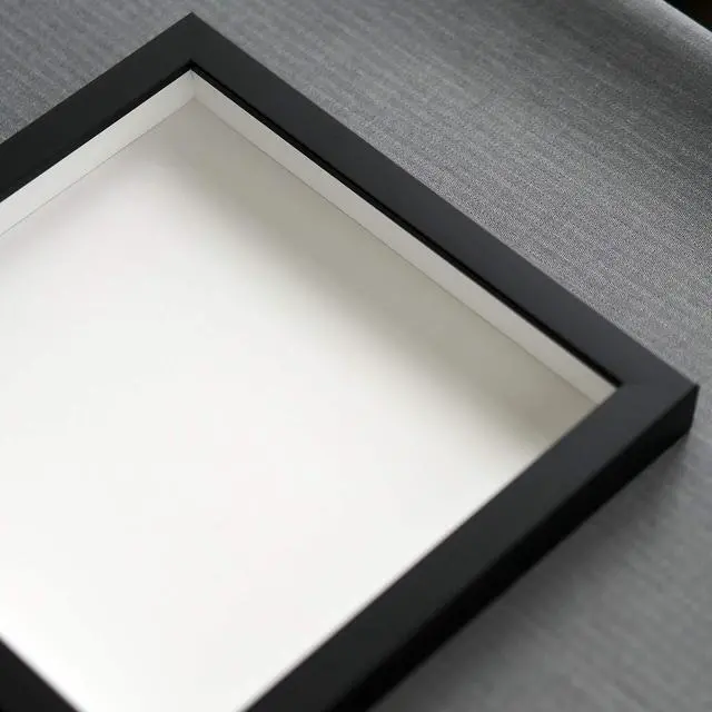 Alt view image 2 of 7 - 12x12 Shadowbox Gallery Wood Frames - Black DEEP Shadow Box Frame with a Display Depth of 3/4" - Shadowbox Frame includes Shatter Proof UV Acrylic Front, Acid Free Interior, and Hanging Hardware
