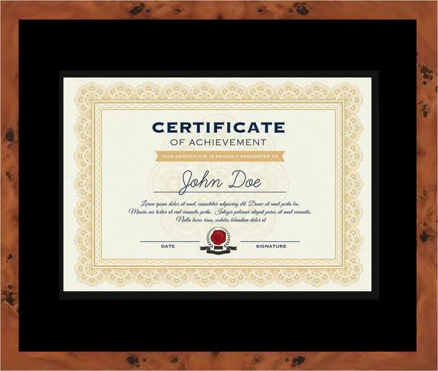 Main image of 15x18 Brown Diploma Frame - Black on Black Double Mat - Displays 11x14 Diplomas with Mat or 15x18 Inch Without Mat - With Acrylic Front and Foam Board Backing