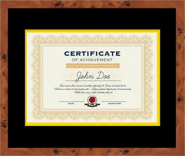 Main image of 15x18 Brown Diploma Frame - Black on Gold Double Mat - Displays 11x14 Diplomas with Mat or 15x18 Inch Without Mat - With Acrylic Front and Foam Board Backing