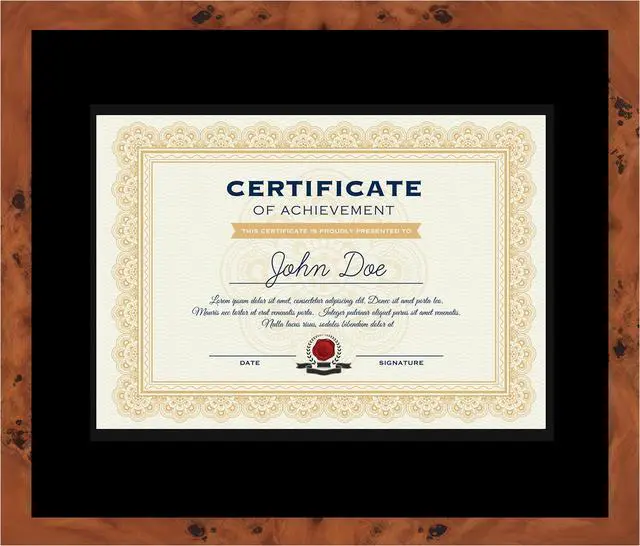 Main image of 16x19 Brown Diploma Frame - Black on Black Double Mat - Displays 12x15 Diplomas with Mat or 16x19 Inch Without Mat - With Acrylic Front and Foam Board Backing