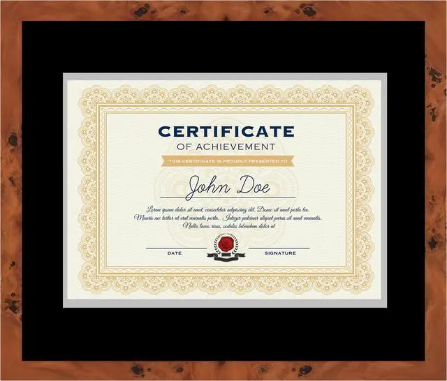 Main image of 16x19 Brown Diploma Frame - Black on Silver Double Mat - Displays 12x15 Diplomas with Mat or 16x19 Inch Without Mat - With Acrylic Front and Foam Board Backing