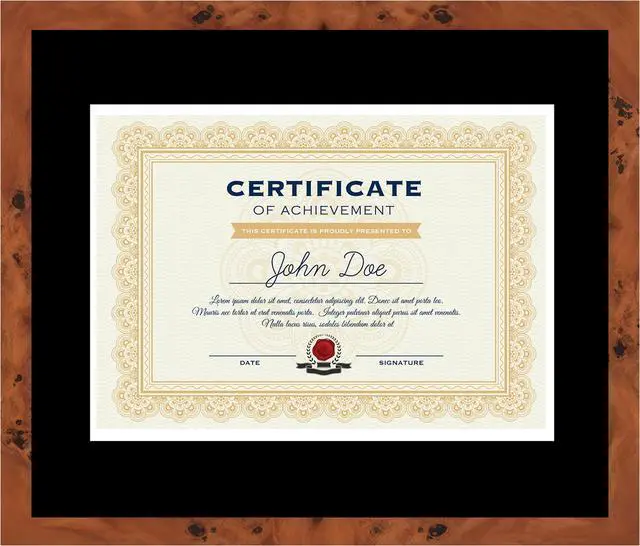 Main image of 16x19 Brown Diploma Frame - Black on White Double Mat - Displays 12x15 Diplomas with Mat or 16x19 Inch Without Mat - With Acrylic Front and Foam Board Backing