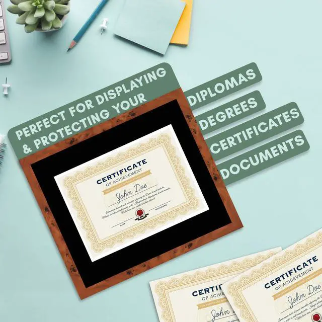 Alt view image 4 of 7 - 16x19 Brown Diploma Frame - Black on White Double Mat - Displays 12x15 Diplomas with Mat or 16x19 Inch Without Mat - With Acrylic Front and Foam Board Backing