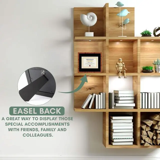 Alt view image 7 of 7 - 15x18 Brown Diploma Frame - Black on Black Double Mat - Displays 11x14 Diplomas with Mat or 15x18 Inch Without Mat - With Acrylic Front and Foam Board Backing