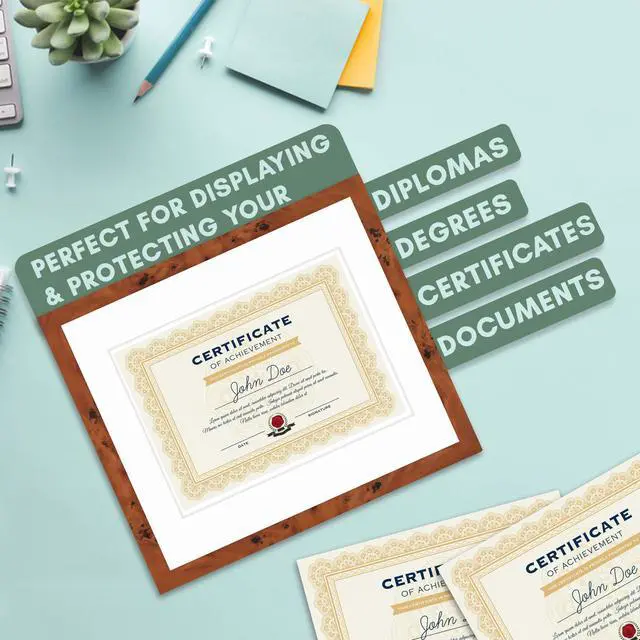 Alt view image 4 of 7 - 15.75x20 Brown Diploma Frame - White on White Double Mat - Displays 11.75x16 Diplomas with Mat or 15.75x20 Inch Without Mat - With Acrylic Front and Foam Board Backing