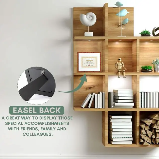 Alt view image 7 of 7 - 15.75x20 Brown Diploma Frame - White on White Double Mat - Displays 11.75x16 Diplomas with Mat or 15.75x20 Inch Without Mat - With Acrylic Front and Foam Board Backing