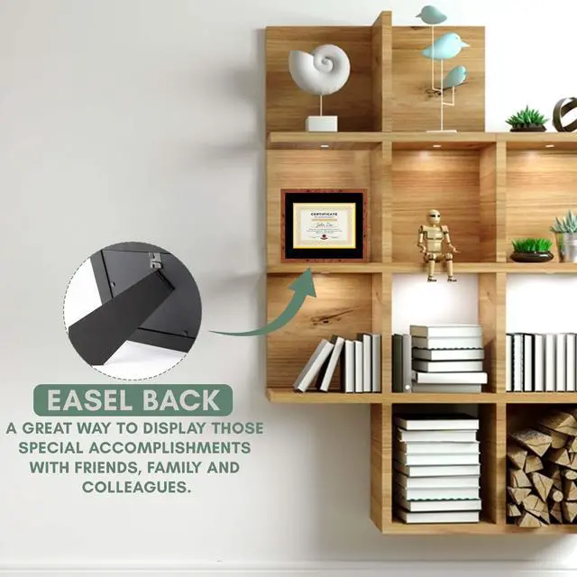 Alt view image 7 of 7 - 16x19 Brown Diploma Frame - Black on Gold Double Mat - Displays 12x15 Diplomas with Mat or 16x19 Inch Without Mat - With Acrylic Front and Foam Board Backing