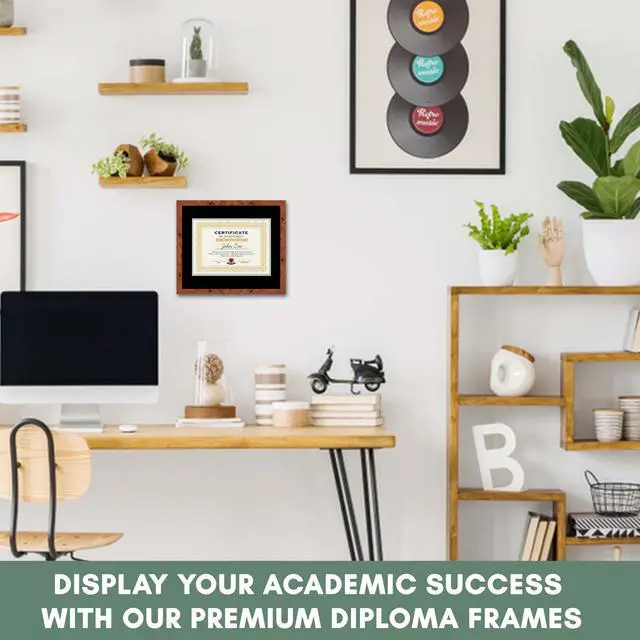 Alt view image 6 of 7 - 15x18 Brown Diploma Frame - Black on Silver Double Mat - Displays 11x14 Diplomas with Mat or 15x18 Inch Without Mat - With Acrylic Front and Foam Board Backing