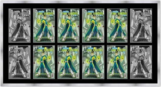 Main image of 12 Comic Book Frame Silver Collage Comic Book Frame with Black Mat to Display 12 Current Era Comic Published After 1985 Comic Books with UV Acrylic, Backing & Hanging Hardware