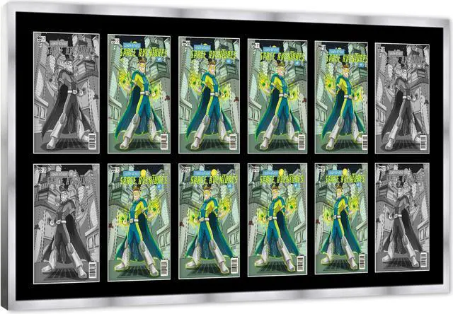 Alt view image 2 of 7 - 12 Comic Book Frame Silver Collage Comic Book Frame with Black Mat to Display 12 Current Era Comic Published After 1985 Comic Books with UV Acrylic, Backing & Hanging Hardware