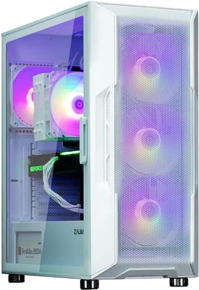 Main image of Zalman i3 ARGB ATX Mid-Tower Gaming PC Case, 4 x 120mm ARGB Fans Pre-Installed, High Airflow Mesh Front Panel, Tempered Glass Side Panel, White