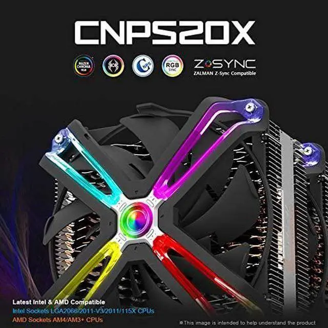 Alt view image 4 of 7 - Zalman 20X Extreme Performance CPU Air Cooler, 300W TDP Dual-Blade 140mm ARGB Spider Fans for Intel LGA 1200/1151/2066/2011/X99/X79, AMD AM4/AM3, 6 Heat Pipes, 4D Patented Corrugated Fin